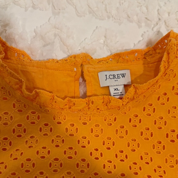 J. Crew Vibrant Orange Eyelet Blouse - Picture 2 of 4